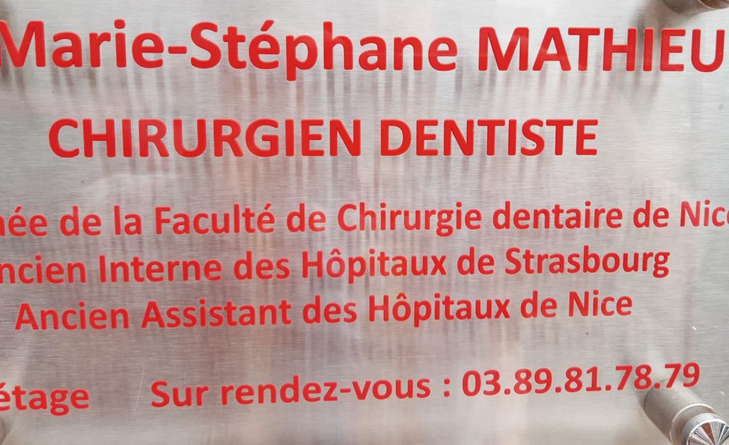 Docteur chirurgien-dentiste MATHIEU Marie Stéphane